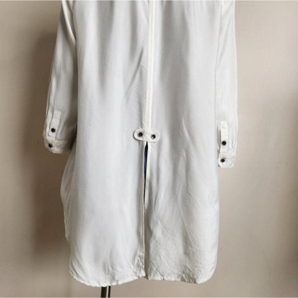 SOLD Vintage Silks by Fridaze White Silk Blend Button Up Lagenlook Blouse Size L - Picture 4 of 13